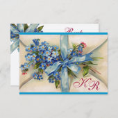 OUBLIEZ-MOI NOTES MONOGRAMME MARIAGE RSVP bleu arg (Devant / Derrière)