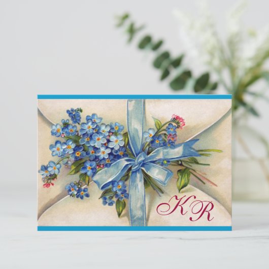 OUBLIEZ-MOI NOTES MONOGRAMME MARIAGE RSVP bleu arg (Debout devant)