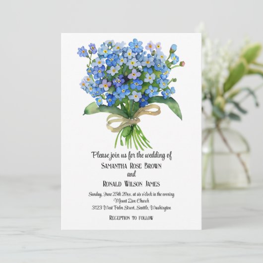 Oubliez-moi-pas la Faire-part de mariage sur Blanc (Debout devant)