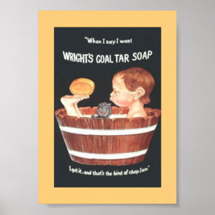 Oud 1920 Tar Tar Ad Boy in Wash Tub Poster