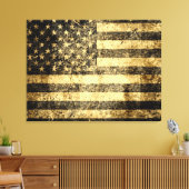 Oud-Amerikaanse vlag gekraakt Canvas Afdruk (Insitu (Woonkamer))