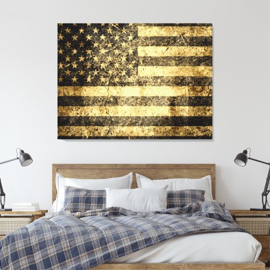 Oud-Amerikaanse vlag gekraakt Canvas Afdruk (Insitu (Slaapkamer))