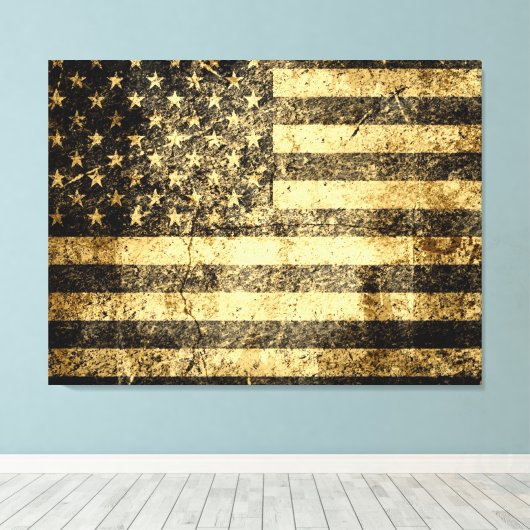Oud-Amerikaanse vlag gekraakt Canvas Afdruk (Insitu (Houten vloer))