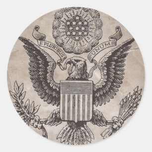 Oud Amerikaanse wapenschild met Fashioned Ronde Sticker