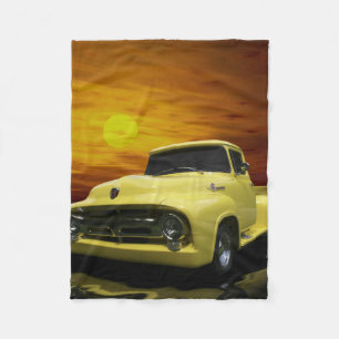  oud Antiek gele vrachtwagen Fleece Deken