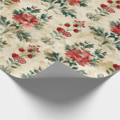 Oud Antiek Kerstdamast Cadeaupapier (Hoek)