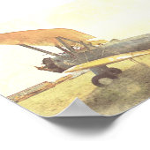 Oud Antiek vliegtuig gele archivering Poster (Hoek)