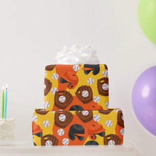 Oud Baseballmateriaal Patroon in Retro Kleuren Cadeaupapier
