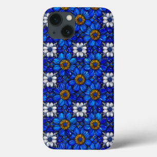 Oud Blauw Bloemmotief Tijdloos Botanisch iPhone 13 Hoesje
