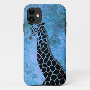 Oud blauw Giraffe II - iPhone 5/5S Hoesje