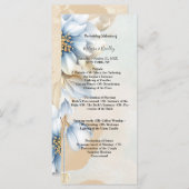 Oud blauwe bloemen ceremonieprogramma programma (Voorkant / Achterkant)