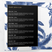 Oud blauwwit bloempatroon brochure drieluik kaart (Binnenzijde eerst)