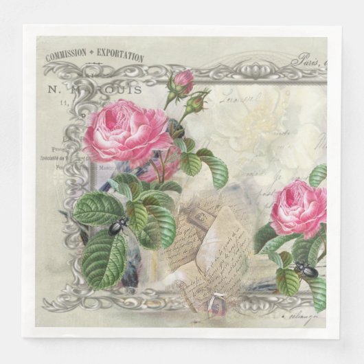  oud bloemenpapier met fashioned servet (Voorkant)