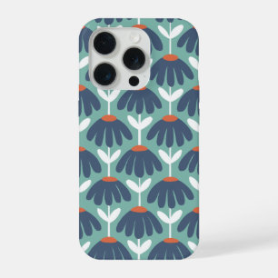 Oud Bloemmotief Blauw & Rood iPhone 15 Pro Hoesje