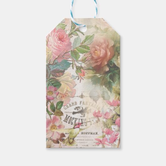 Oud Bloemrijk Spotvogel Scrapboek Cadeaulabel (Voorkant)