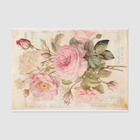 Oud boeket met rozen tissuepapier (Voorkant)