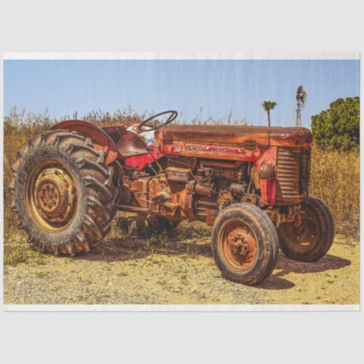 Oud Boerderij tractor  deklaagpapier Tissuepapier (Voorkant)