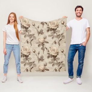 Oud botanisch bloemmotief (5) fleece deken