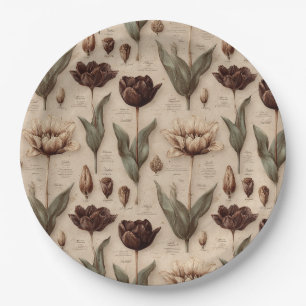 Oud botanisch bloempatroon (6) papieren bordje