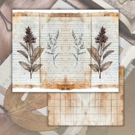 Oud botanisch junk journal papier vel