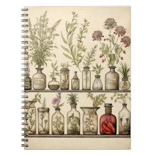 Oud botanisch kruidenreceptenjournaal notitieboek