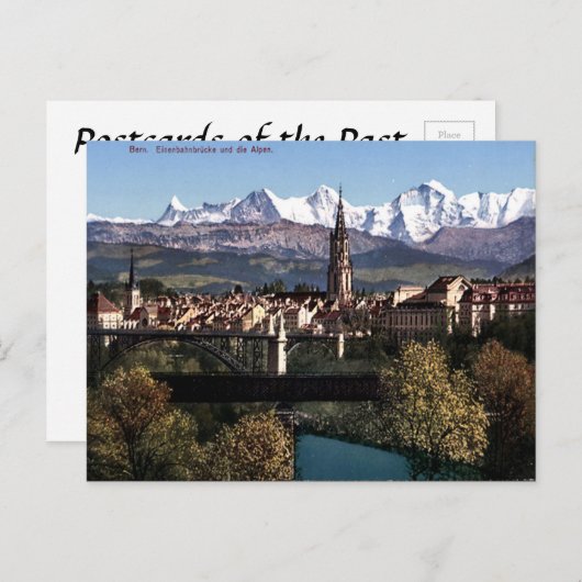 Oud Briefkaart - Bern en de Alpen, Zwitserland (Voorkant / Achterkant)