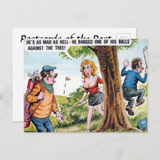 Oud Briefkaart - Comic - Golf (Voorkant / Achterkant)
