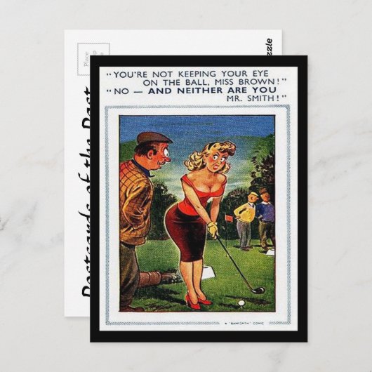 Oud Briefkaart - Comic - Golf (Voorkant / Achterkant)