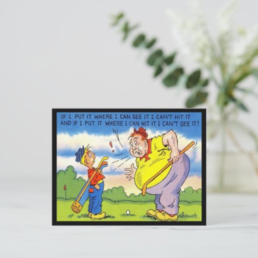 Oud Briefkaart - Comic - Golf (Staand voorkant)