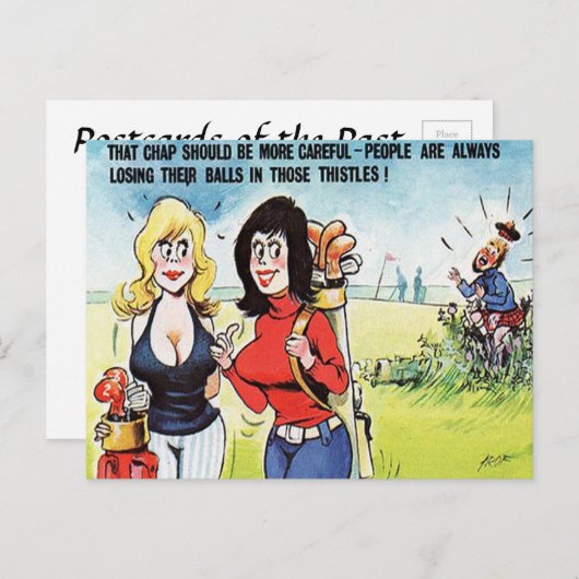 Oud Briefkaart - Comic - Golf (Voorkant / Achterkant)