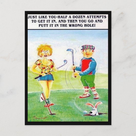 Oud Briefkaart - Comic - Golf (Voorkant)