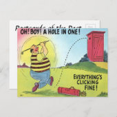 Oud Briefkaart - Comic - Golf - Hole in One (Voorkant / Achterkant)