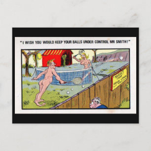 Oud Briefkaart - Comic - Tennis