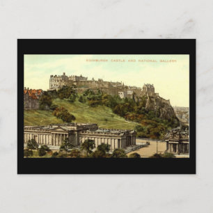 Oud Briefkaart, Edinburgh Castle & National Galler Briefkaart