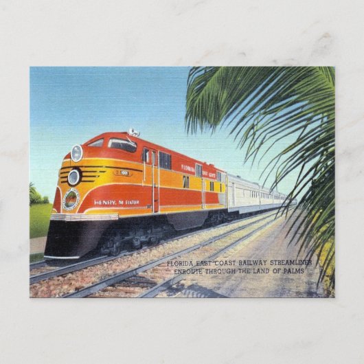 Oud Briefkaart - Florida E Coast Railway Streamlin (Voorkant)