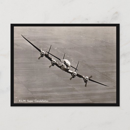Oud Briefkaart - KLM Super Constellation (Voorkant)