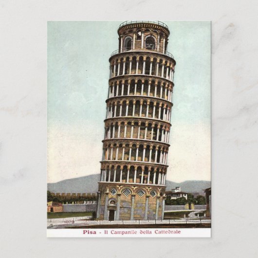 Oud Briefkaart - Leaning Tower of Pisa (Voorkant)