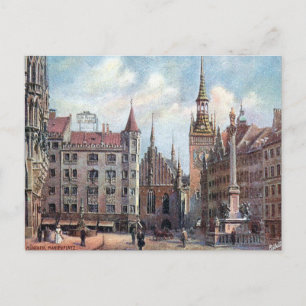 Oud Briefkaart - Marienplatz, München.