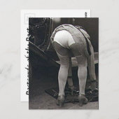 Oud Briefkaart - Meisje en haar auto (Voorkant / Achterkant)