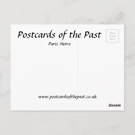 Oud Briefkaart - metro van Parijs (Achterkant)