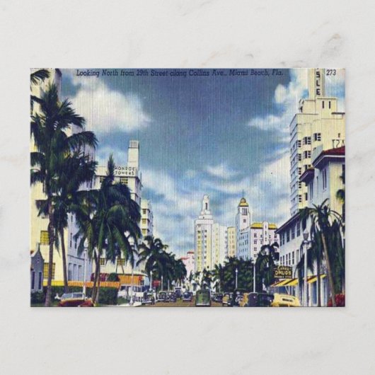 Oud Briefkaart - Miami Beach, Florida, VS (Voorkant)