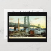 Oud Briefkaart, New York City, Williamsburg Bridge Briefkaart (Voorkant / Achterkant)