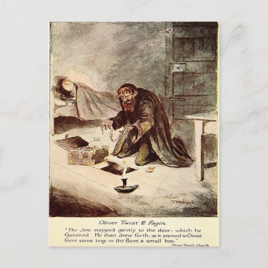 Oud Briefkaart - Oliver Twist en Fagin (Voorkant)