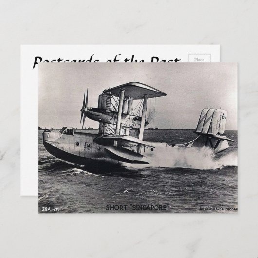 Oud Briefkaart - Singapore vliegende boot (Voorkant / Achterkant)