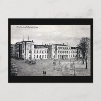 Oud Briefkaart - Spoorwegstation, Kristiania (Oslo