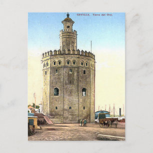 Oud Briefkaart - Torre del Oro, Sevilla, Spanje
