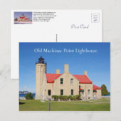 Oud briefkaart van de vuurtoren van Mackinac Point (Voorkant / Achterkant)