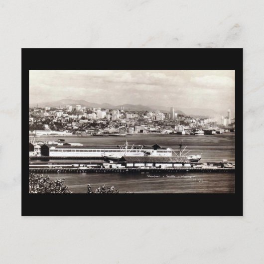 Oud Briefkaart - Waterfront, Seattle, Washington (Voorkant)