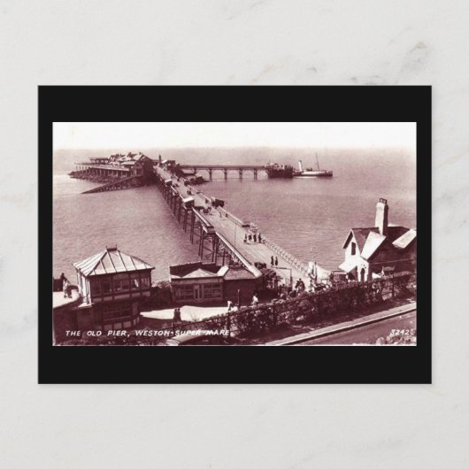 Oud Briefkaart, Weston-super-Mare, Oude Pier Briefkaart (Voorkant)