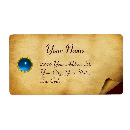 OUD BROWN PARCHMENT, GEM STONE ETIKET (Voorkant)